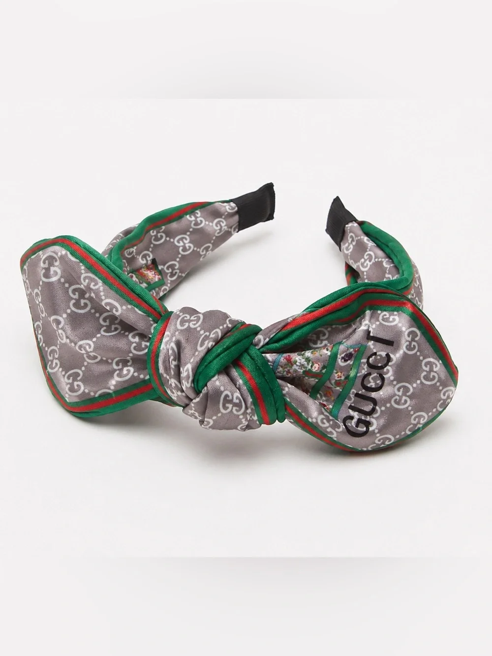 Custom Handmade Headband Gucci GG Fabric Green Red Bow
